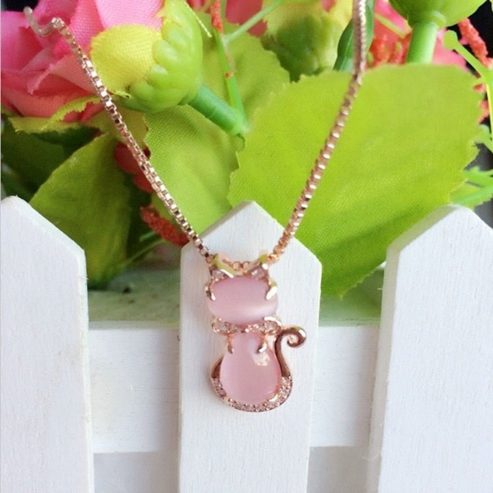 Rosa stens katt-halsband med zirkon