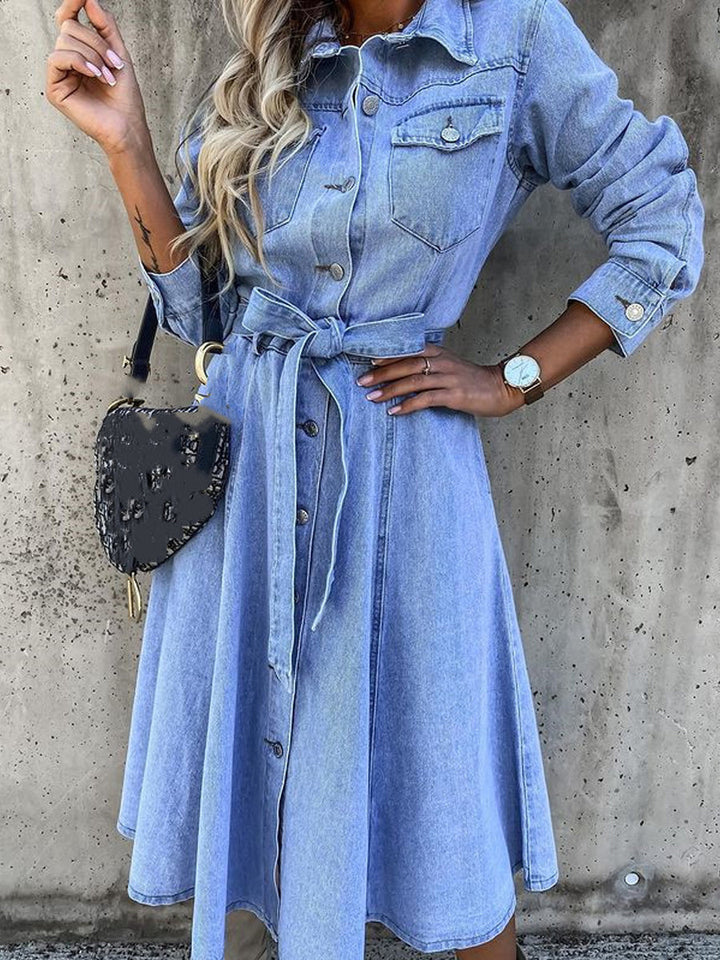 Luna | Klänning i denim med lång ärm