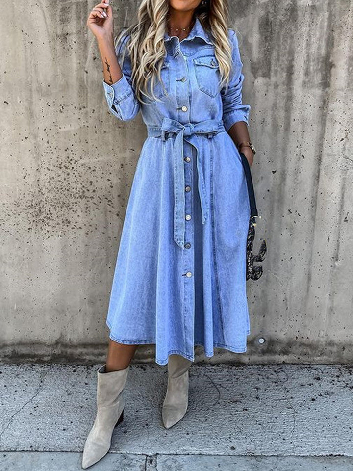 Luna | Klänning i denim med lång ärm