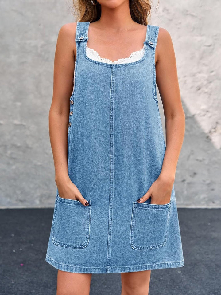 Lisa | Avslappnad Denim Overall Klänning